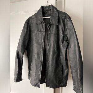 Vintage oversized black leather jacket